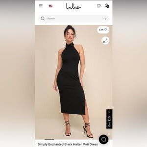 Lulu’s Simply Enchanted Black Halter Midi Dress